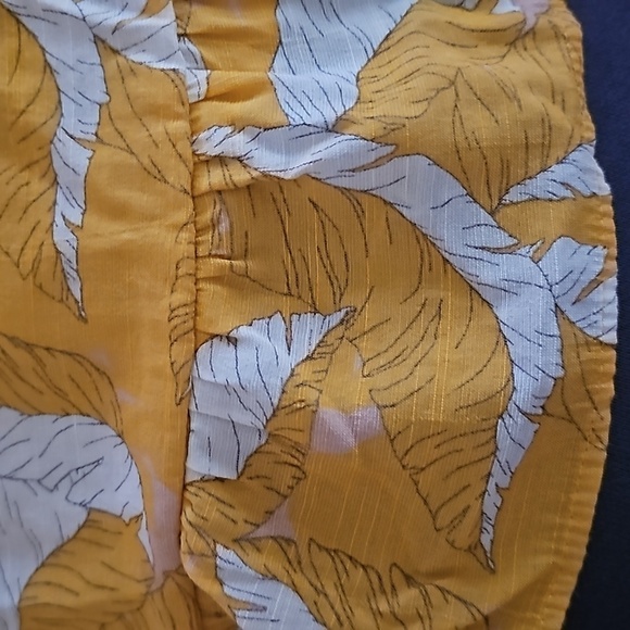 Nine West Yellow Leaf Print Sleeveless Blouse Tank XL - Picture 4 of 9